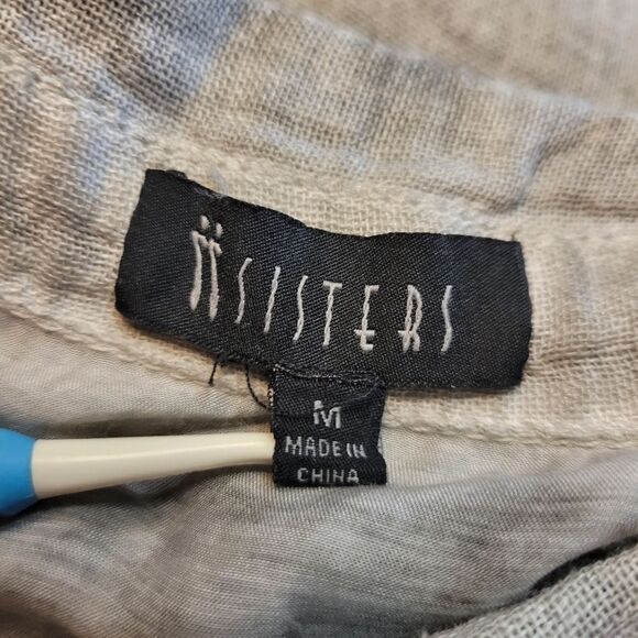 ii Sisters Gray Button Down Sleeveless Blouse Mesh Contrast Women's Size Medium - Picture 12 of 14